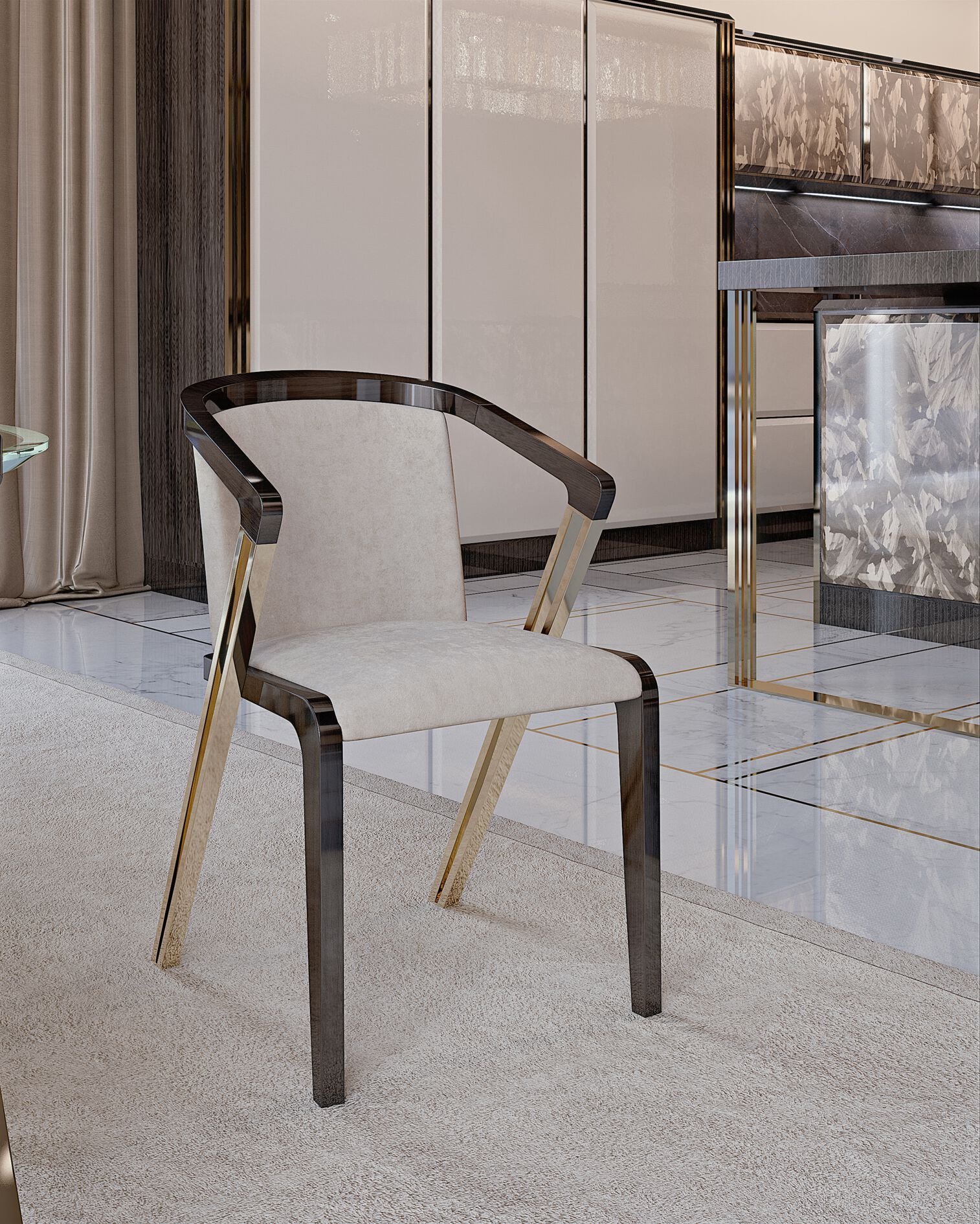 Кожаный стул с подлокотниками Bizzotto Italia Symphony-Infinity ARCH-00153040 - Вид №3