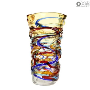2655 ORIGINALMURANOGLASS Ваза Арлекино - с волнистыми краями - Original Murano Glass OMG 24 см