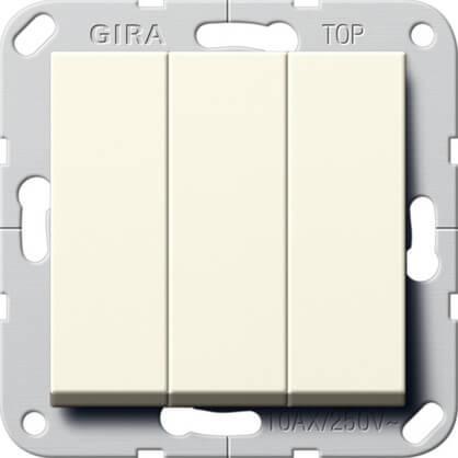 283001 Выключатель трехклавишный 10A 250V британский стандарт кремовый глянцевый Gira System 55