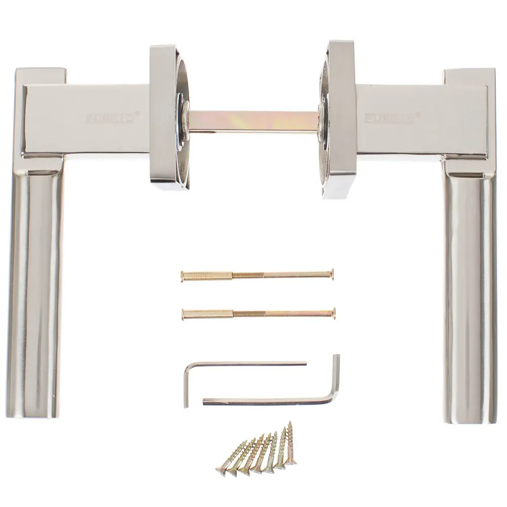 Ручка дверная на розетке AL 523-02, цвет матовый/глянцевый никель PUERTO STLM-2199695 - Вид №2