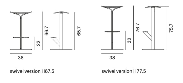 Высокий стул с подставкой для ног MDF Italia DUETTO ARCH-00037012 - Вид №4