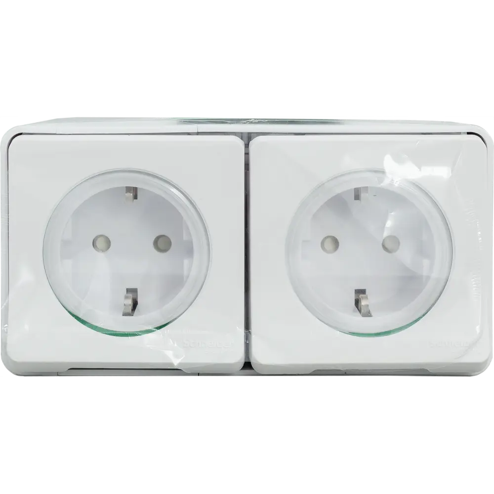 Розетка двойная накладная влагозащищённая Schneider Electric Mureva Styl с заземлением с крышкой и шторками IP55 белый STLM-2053286 - Вид №5