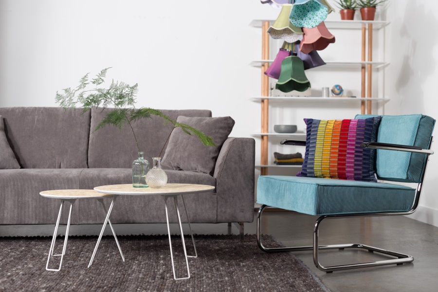 Кресло Lounge Ridge Rib с подлокотниками, серое Zuiver 3100015 - Вид №7