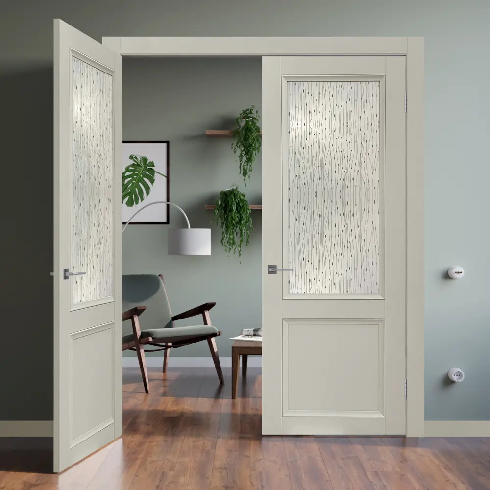 Комплект двери Рондо со стеклом 80x200 см Hardflex цвет серый жемчуг с добором 100 мм МАРИО РИОЛИ STLM-2190163 - Вид №2