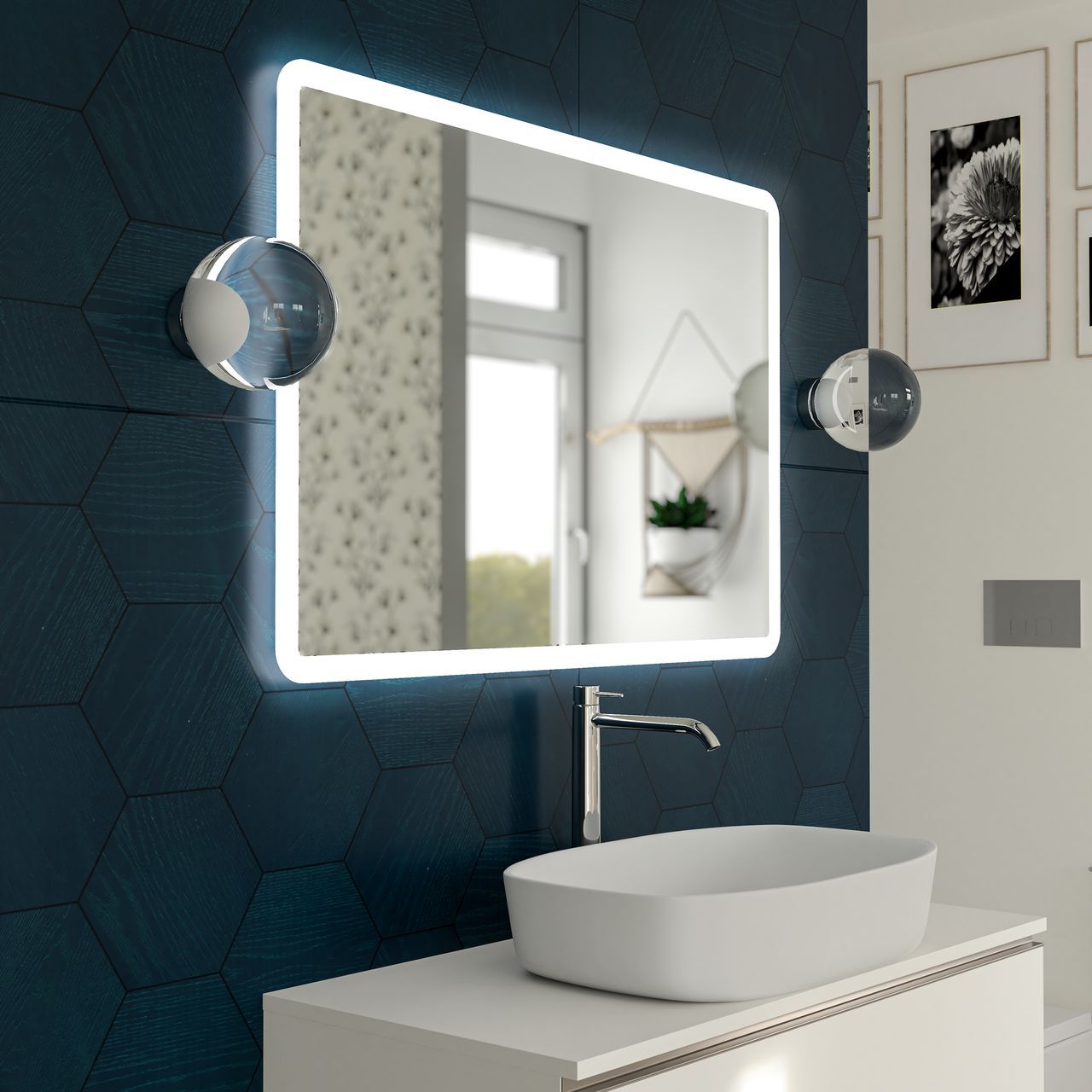 Прямоугольное зеркало со встроенным освещением для ванной комнаты Ercos зеркала ARCH-00082092 - Вид №2