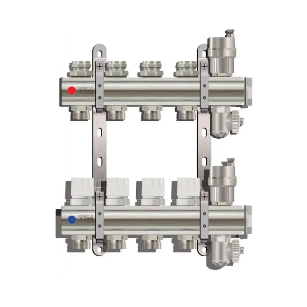 Коллекторная группа Tim&Zeissler KB004 1" ВР 4 отвода 3/4" латунь