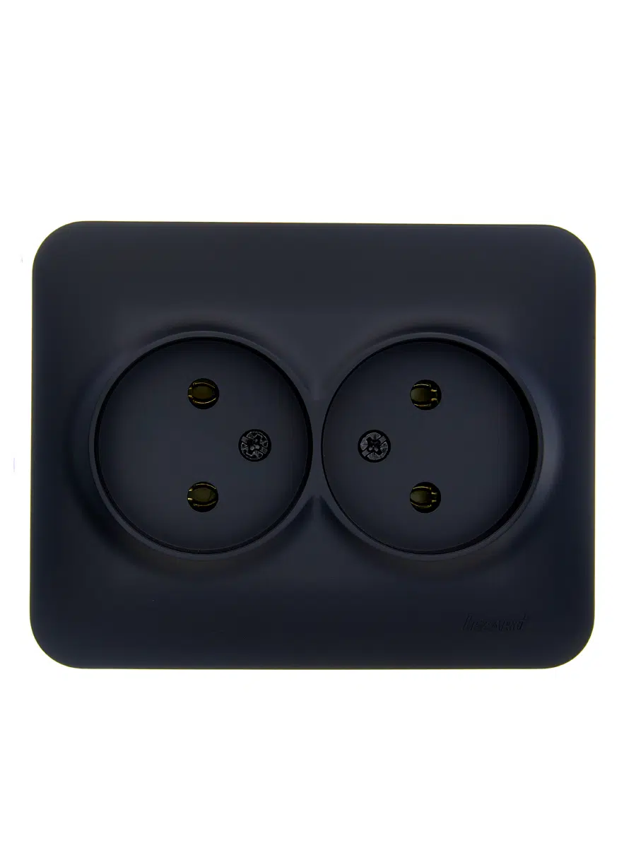 ASTI Розетка двойная б/з ПБТ чёрный бархат LEZARD 7081-4200-128B