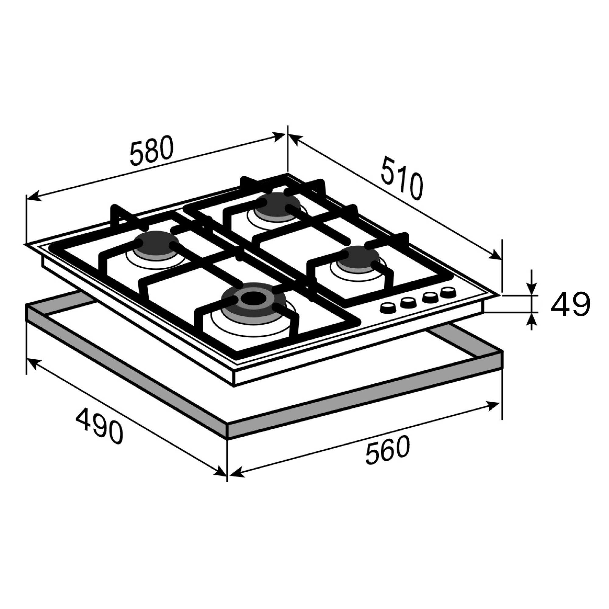 9909736 Газовая варочная поверхность Zigmund & Shtain G 16.6 X STDN-0098405 - Вид №6