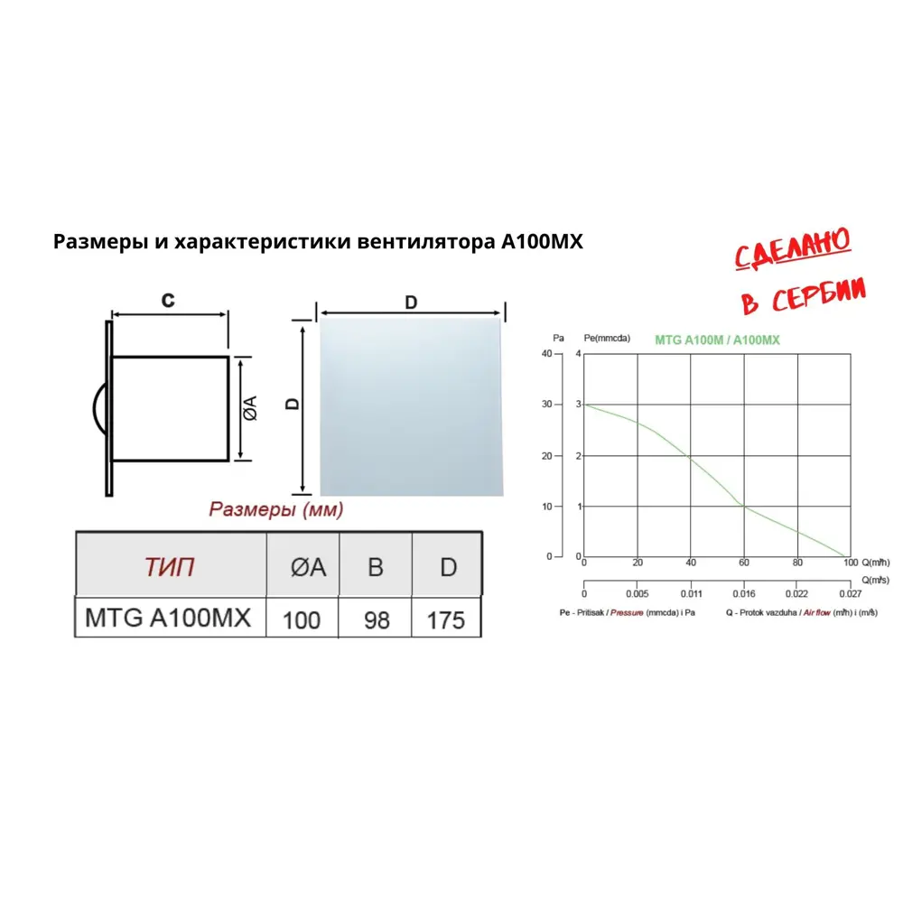 Вентилятор осевой вытяжной Mak trade group A100MX-K + glass D100 мм 31 дБ 98 м³/ч обратный клапан цвет венге