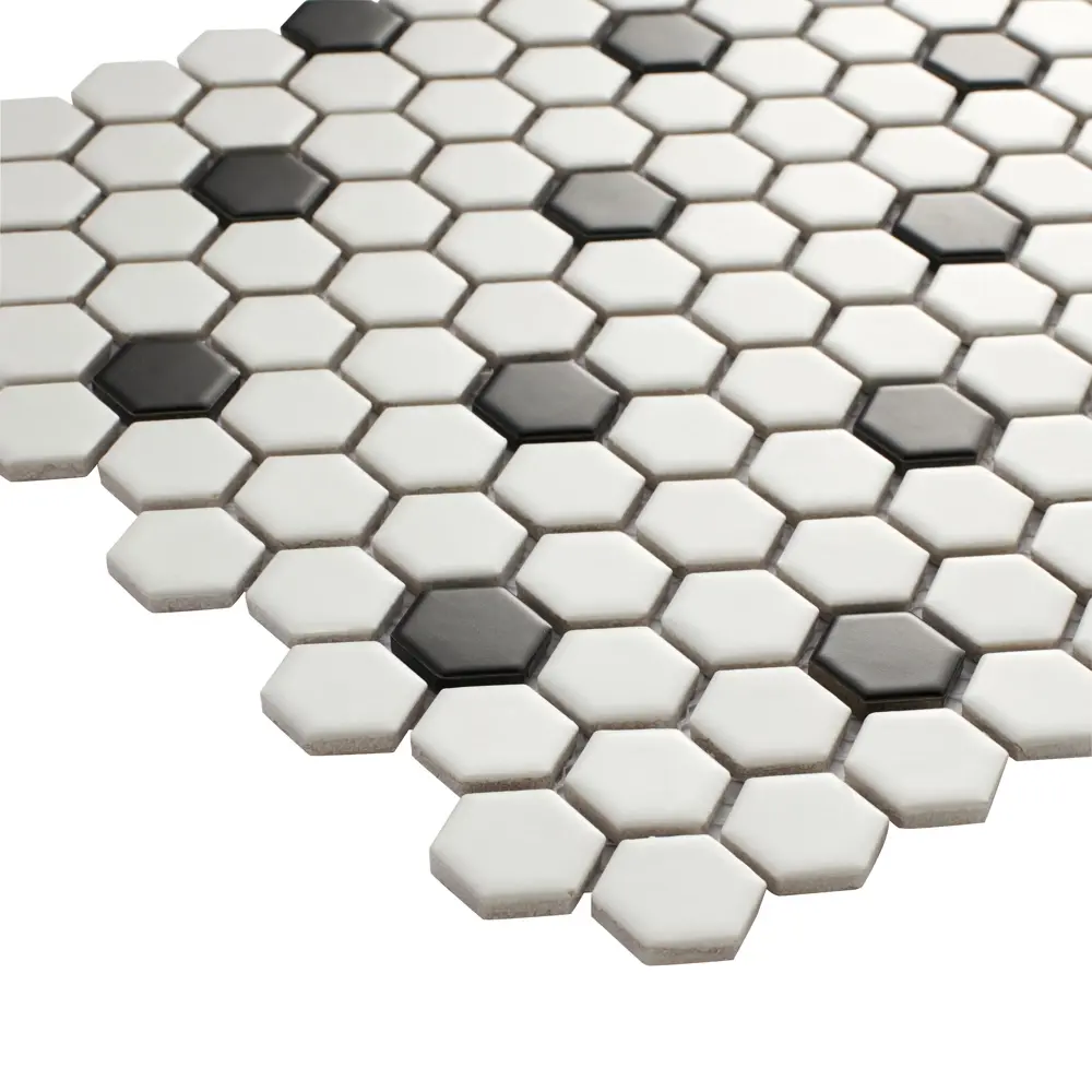 Мозаика фарфоровая Artens Hexo 30x26 см цвет черно-белый STLM-2158456 - Вид №2