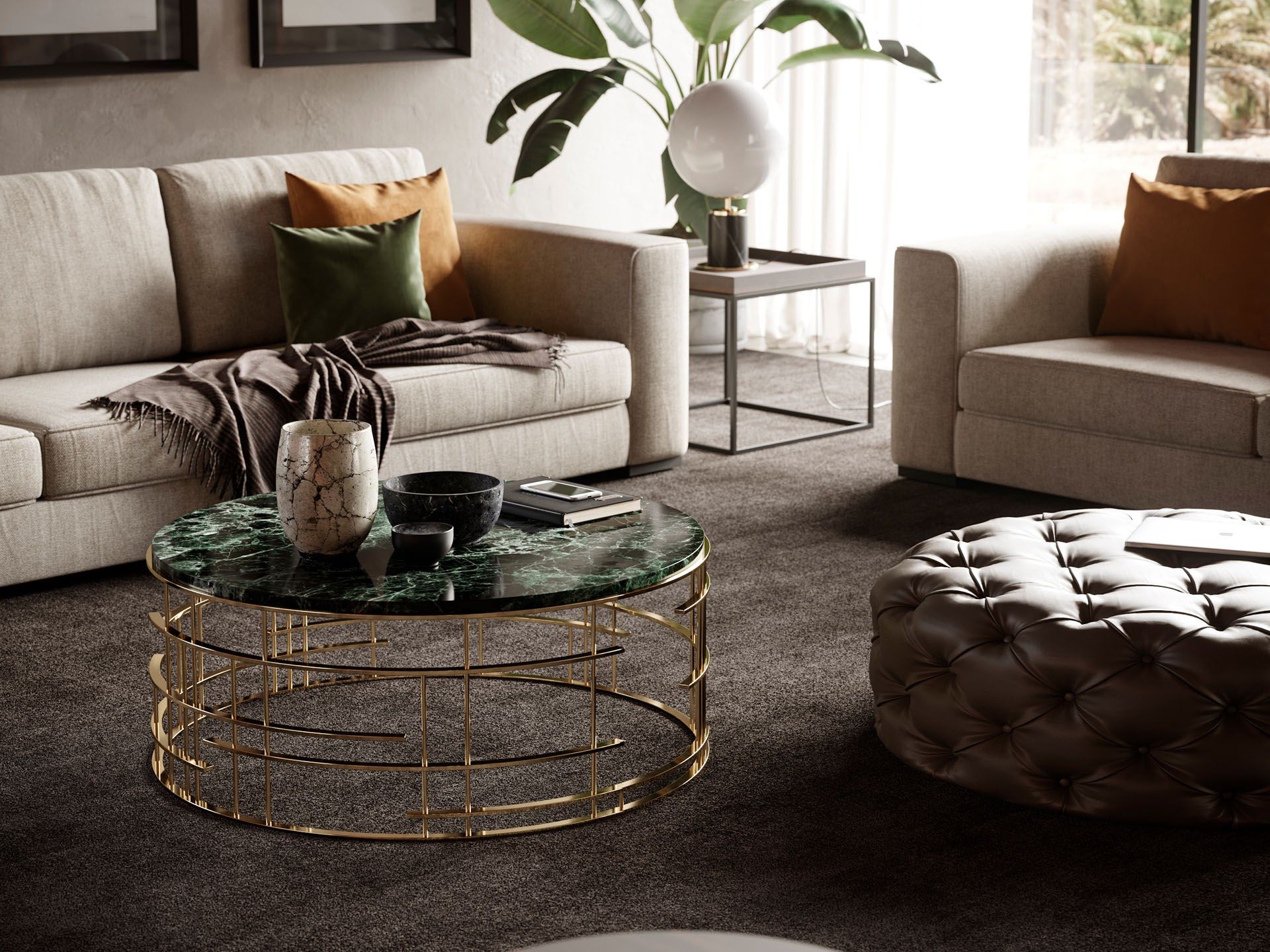 3-местный тканевый диван Laskasas серый ARCH-00033879 - Вид №6