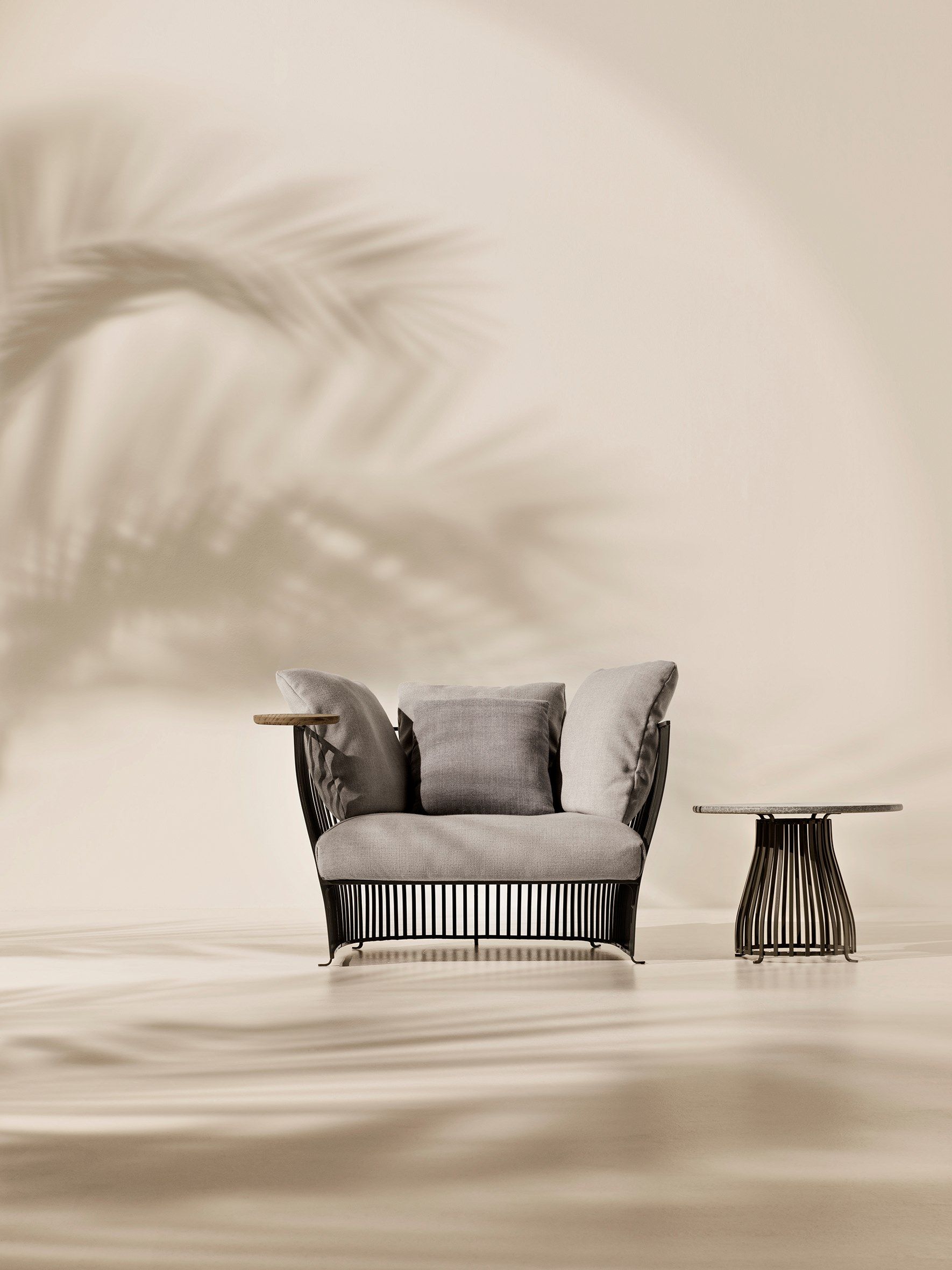 Тканевое и алюминиевое садовое кресло с подлокотниками Ethimo Venexia ARCH-00088409 - Вид №6