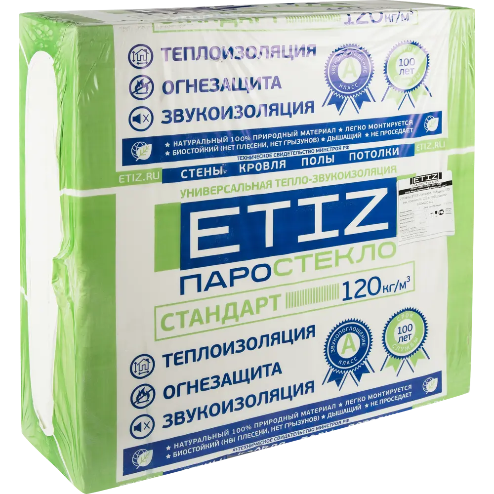 Паростекло Этиз Стандарт 100 мм 600x600 мм 2 шт 0.36 м² ETIZ STLM-2090668