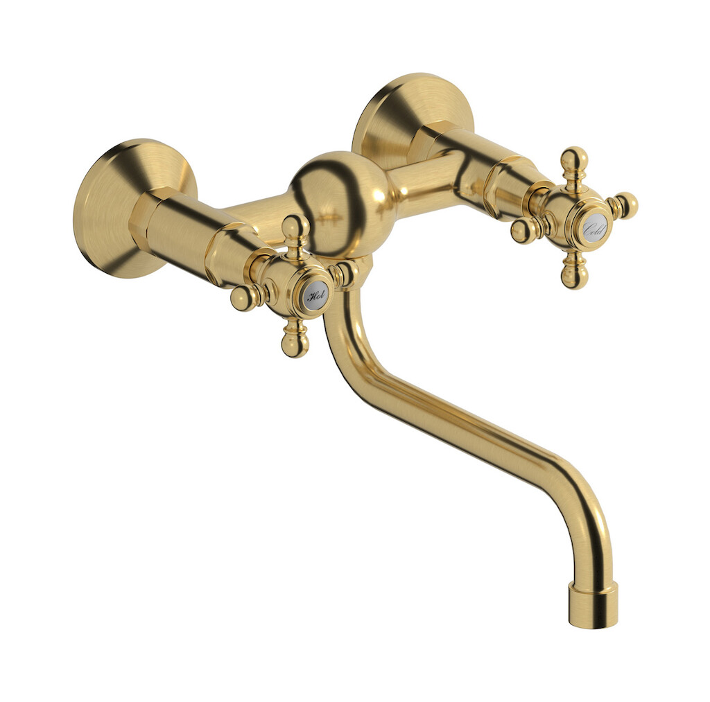 Настенный смеситель для кухни с 2 ручками WE ARE IB hr372os Brushed Gold Kitchen