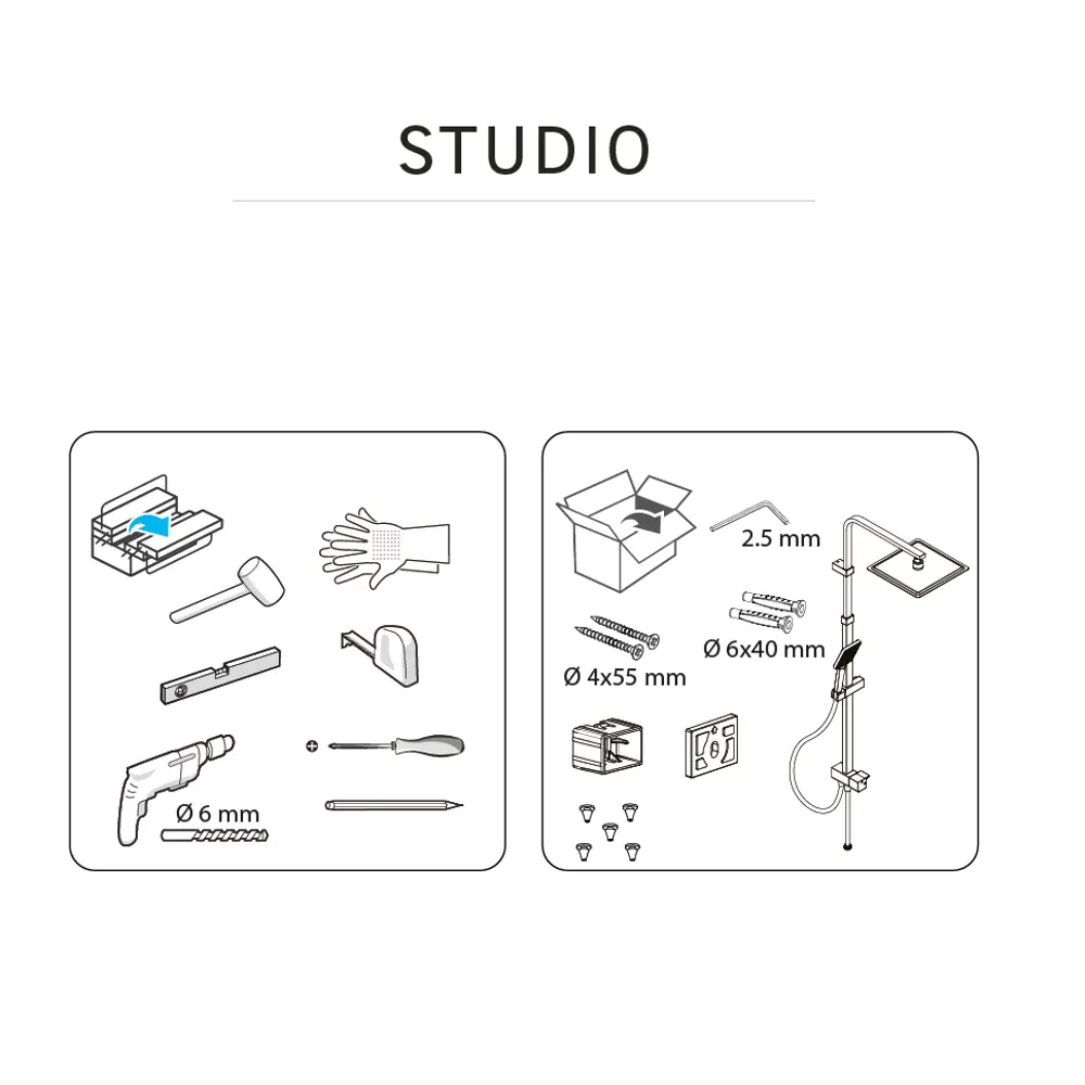 Sensea Studio: Душевая стойка с верхним душем и антиторсионным шлангом 88103664 STLM-0076708 - Вид №12