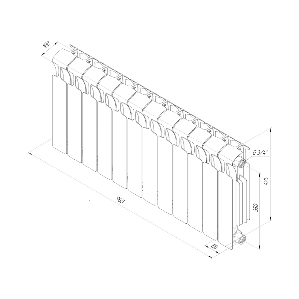 RIFAR Monolit 350 - биметаллический радиатор на 12 секций для эффективного отопления 13313938 STLM-0938618 - Вид №8