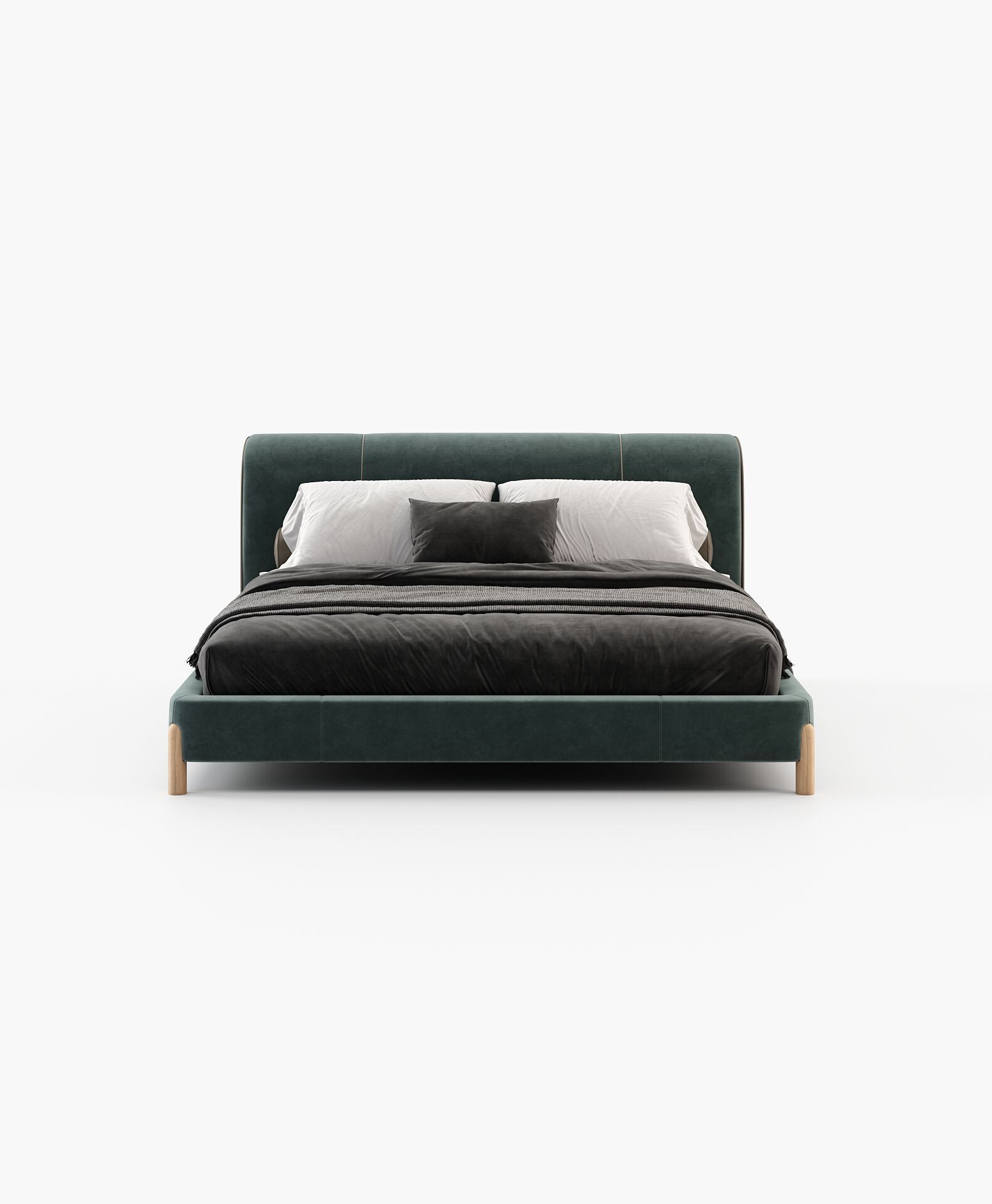 Двуспальная кровать из ткани с мягким изголовьем Laskasas Canvas ARCH-00149703 - Вид №9