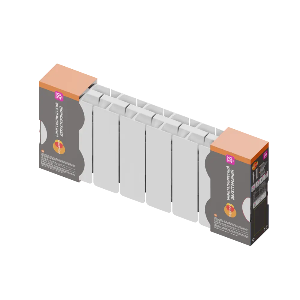 Радиатор секционный Equation 2 СТ Bimetal 200/90 8 секций нижнее правое подключение биметалл белый STLM-2094873 - Вид №4