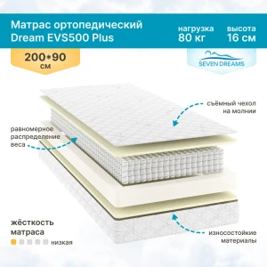 Матрас Seven Dreams Dream EVS500 Plus 90x16x200 см независимый пружинный блок, односпальный