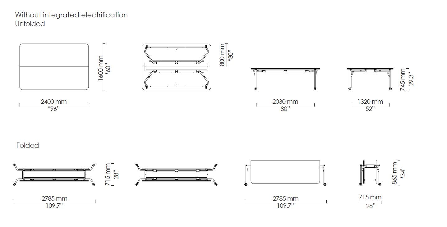 Складной прямоугольный стол из ламината на колесах Howe Folding Surfaces ARCH-00062256 - Вид №3