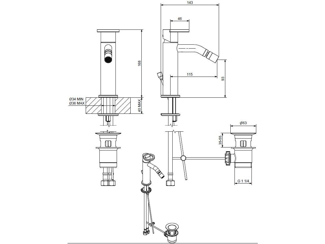 Смеситель для биде из хромированной латуни Bugnatese B-Color ARCH-00139275