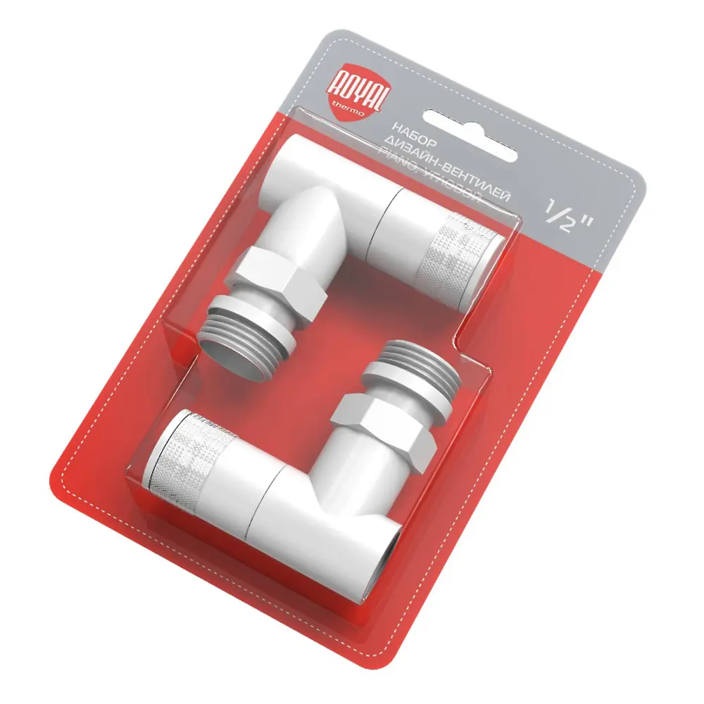 Набор вентилей для радиатора Royal Thermo Piano 1/2" угловой цвет белый STLM-2066565