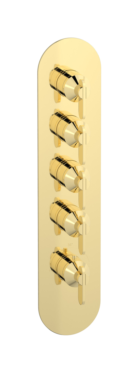 External part of thermostatic 4 ways, round plate, vertical, Soho handle WE ARE IB eua412isnoh Brushed Pale Gold Aqua