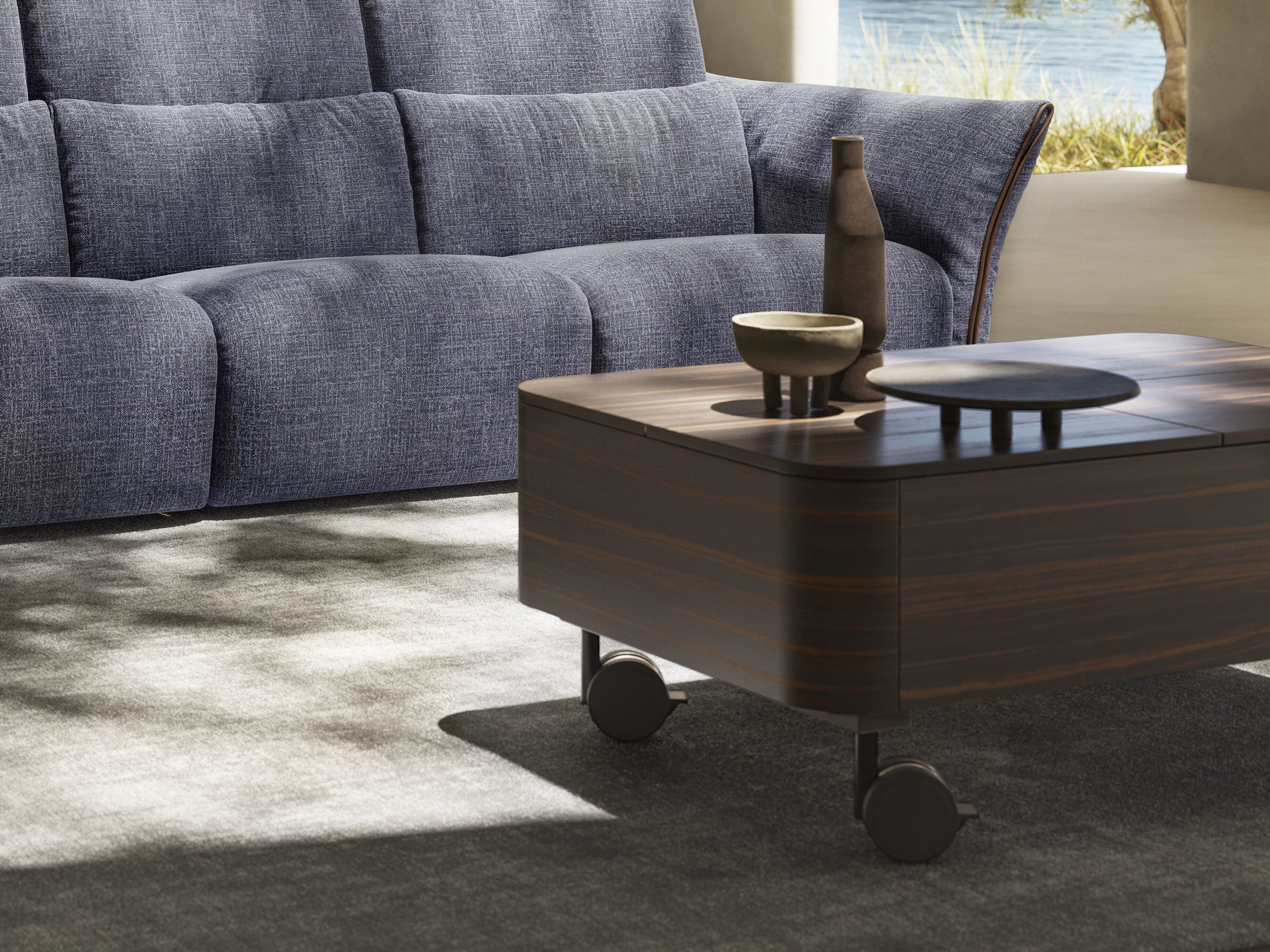 Деревянный журнальный столик с колесами и отсеком для хранения Natuzzi Italia SQUARE ARCH-00091390 - Вид №26