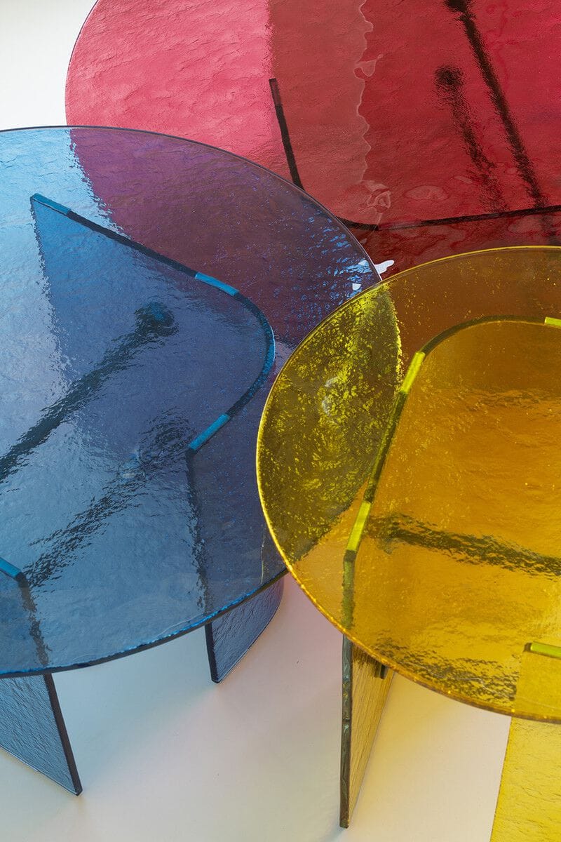 Круглый стеклянный журнальный столик Potocco Double L Glaze ARCH-00006922 - Вид №1