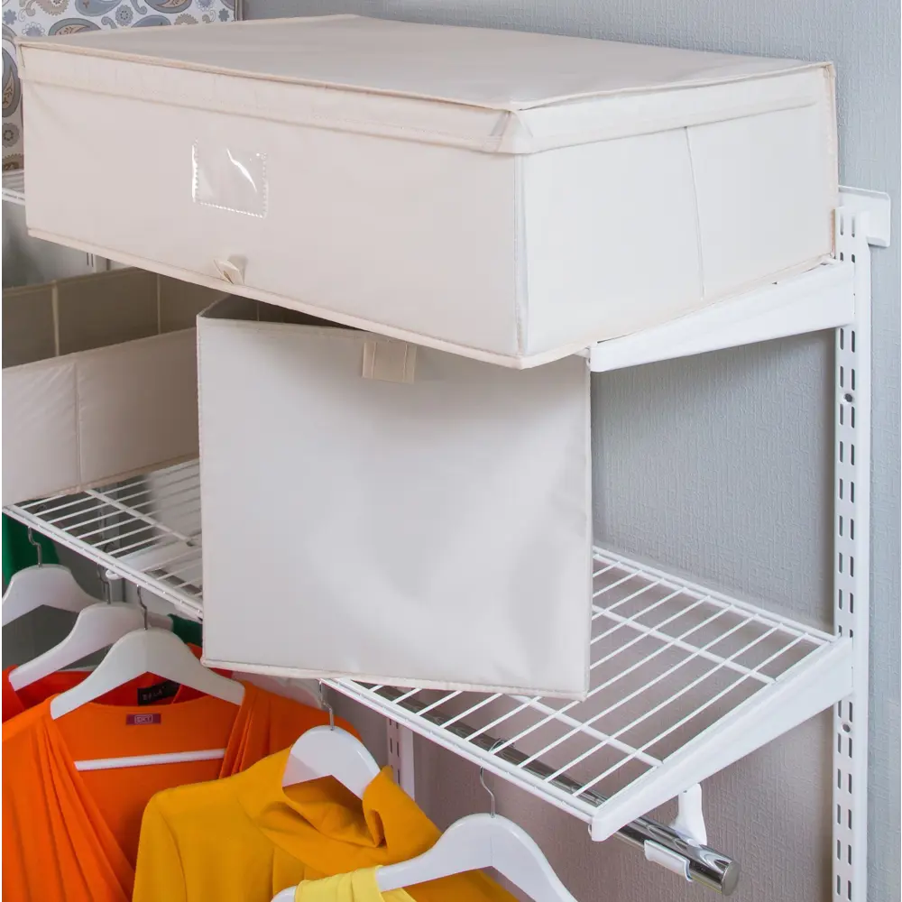 Короб Spaceo с крышкой 55х18x44 см нетканный материал цвет бежевый STLM-2132672 - Вид №4