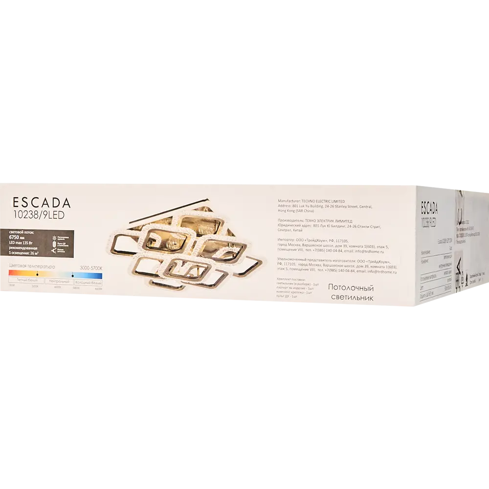 Люстра потолочная светодиодная Escada 10238/9LED с пультом управления, 26 м², регулируемый белый свет, цвет золотистый 89195528 STLM-2038823  - Вид №9