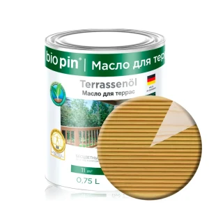 Краска-масло для террас и садовой мебели Biopin цвет желтый/пшеничный 0.75 л