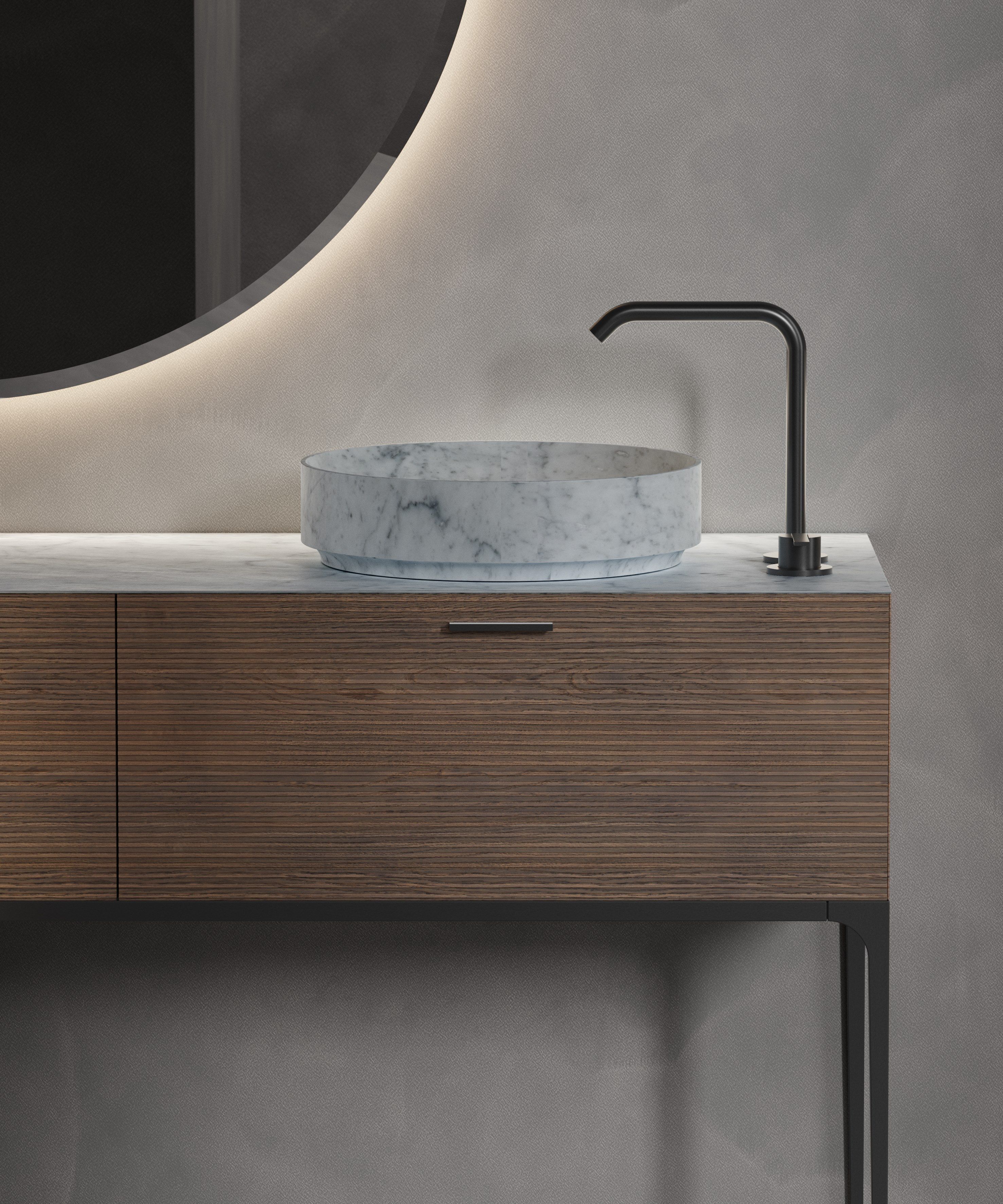 Деревянный одиночный напольный умывальник с ящиками Inbani решетки ARCH-00051614 - Вид №7