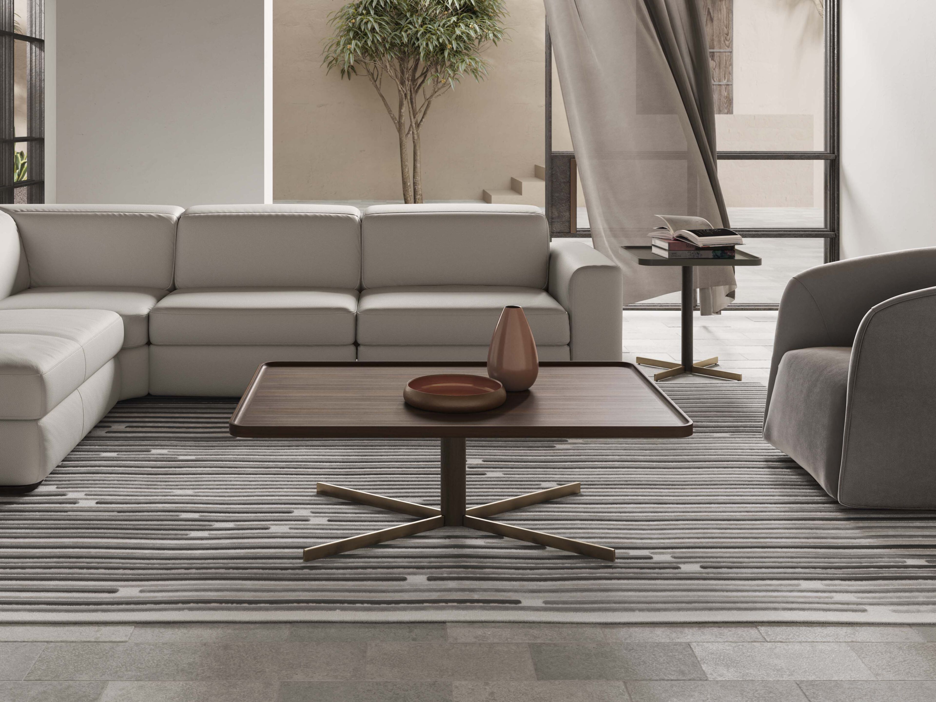 Низкий прямоугольный журнальный столик с деревянной столешницей Natuzzi Italia Icon ARCH-00131746 - Вид №1