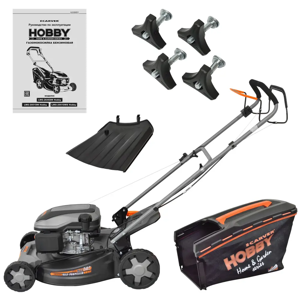 Бензиновая самоходная газонокосилка Carver Hobby 3.9 л.с. с мульчированием 89419390 STLM-1574758 - Вид №1