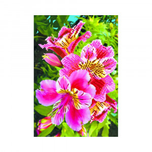 4086 Канва/ткань с рисунком Рисунок на шелке 28 см х 34 см "Лилии розовые" Матренин посад
