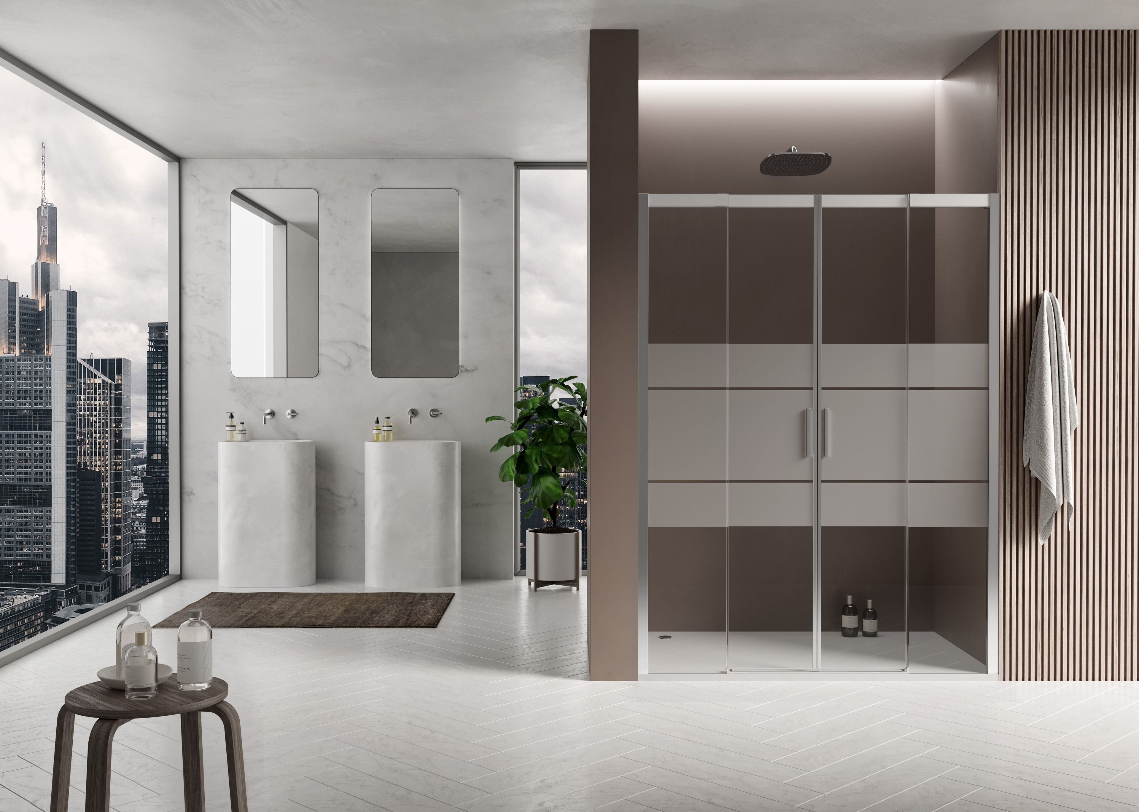 Алюминиевая и стеклянная душевая кабина с раздвижной дверью DUKA вода 5000 ARCH-00071644 - Вид №10