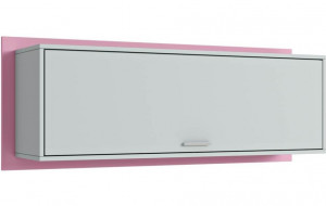 vpk-0002100.115 Полка книжная с дверью Polini kids Mirum 7L 1200, серый-розовый ВПК (Тополь)