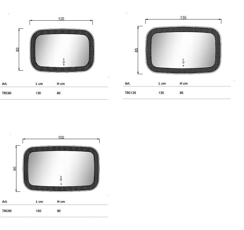 Прямоугольное зеркало со встроенным освещением для ванной комнаты ARTELINEA RI-TRATTI ARCH-00034665 - Вид №2