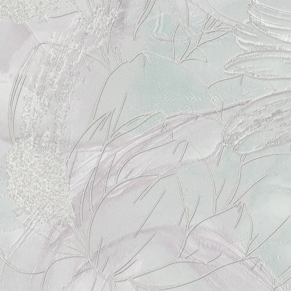 Московская обойная фабрика Ривьера: флизелиновые обои мятно-сиреневые с растительным узором 89390792 STLM-1565656 - Вид №1