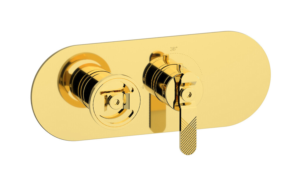 Комплект наружных частей термостата на 1 потребителей - горизонтальная овальная панель с ручками Bold WE ARE IB eua122oonb1 Gold Aqua