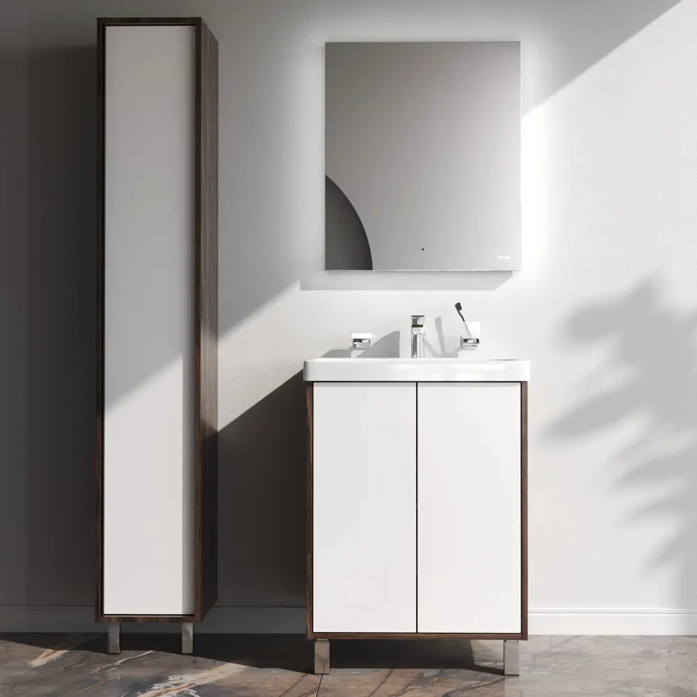 Тумба AM.PM Stern для ванной с раковиной, белый/орех 60 см 89430349 STLM-1574014 - Вид №4