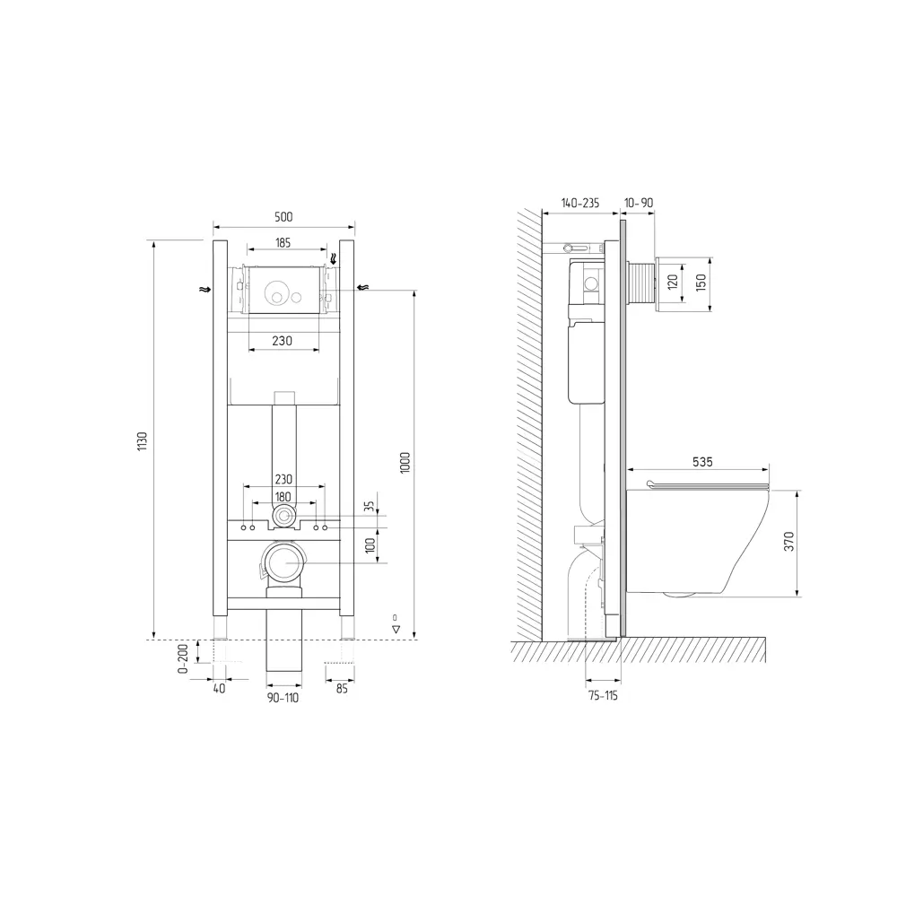 Комплект инсталляция с унитазом Aster безободковый с микролифтом клавиша Globe Soft-Touch цвет черный Santreyd STLM-2170365 - Вид №7