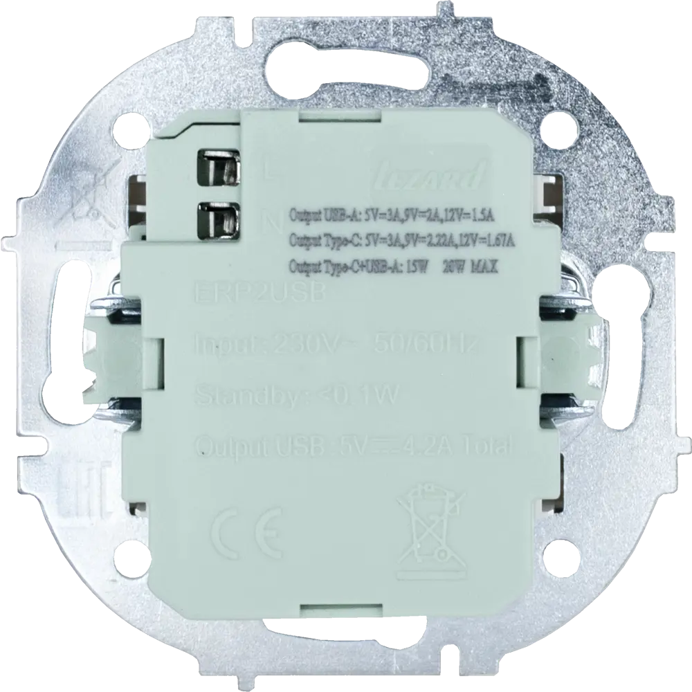 Розетка TC+USB встраиваемая Osen цвет белый LEZARD STLM-2195339 - Вид №3