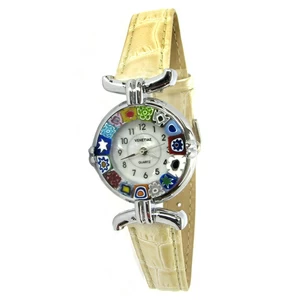 1896 ORIGINALMURANOGLASS Наручные часы Миллефиори - Ремешок цвета слоновой кости - муранское стекло 21 см