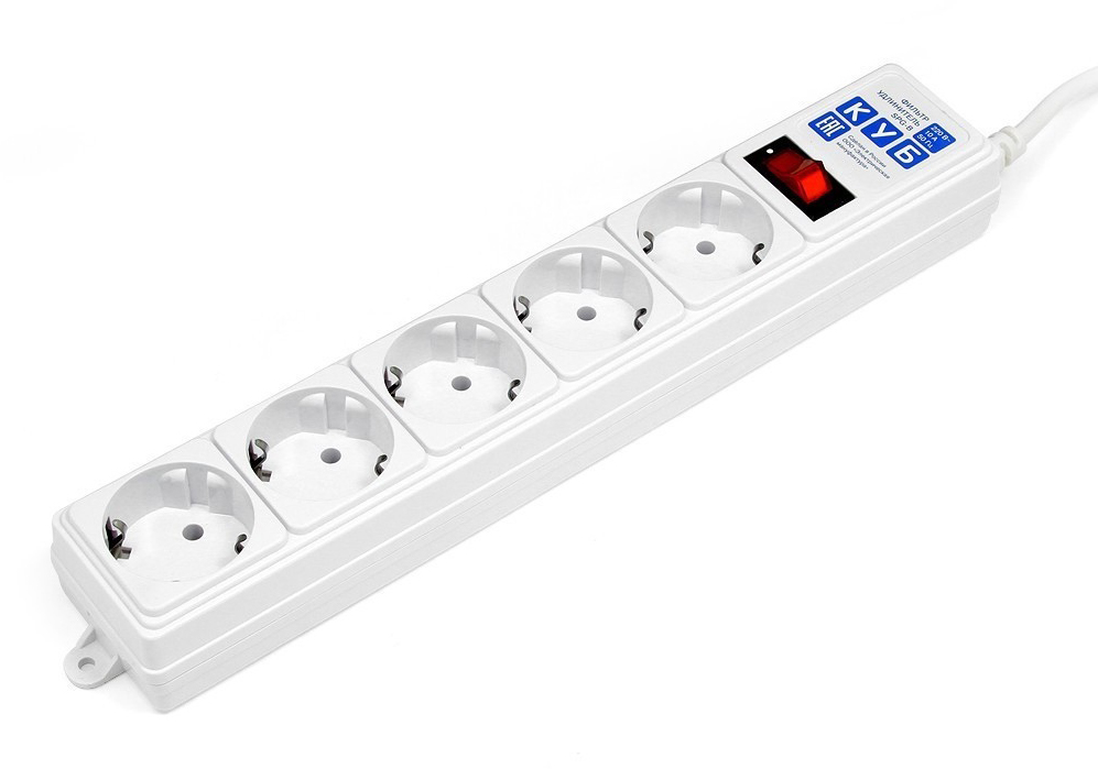 SPG-B-6-WHITE Surge protector power cube b 1.9 m 5 outlets (white) 10a / 2.2kw Электрическая мануфактура Santreyd 