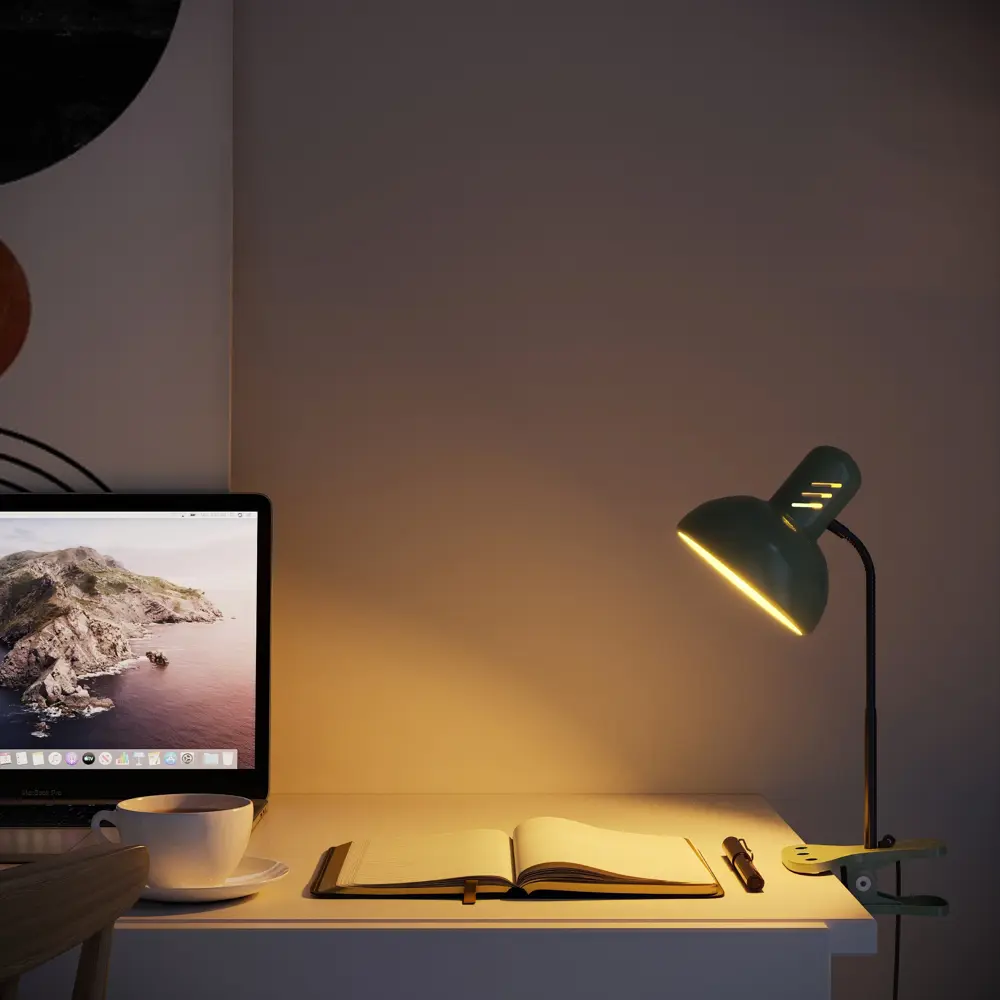 Рабочая лампа настольная Семь огней Эйр на прищепке 1 лампа Е27 цвет мятный STLM-2177377 - Вид №10