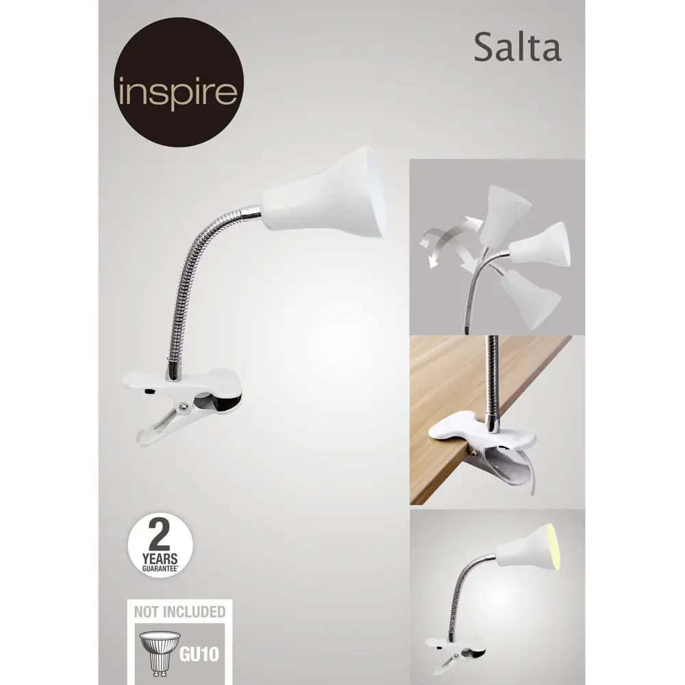 Рабочая лампа настольная Inspire Salta на клипсе, цвет белый STLM-2037886 - Вид №4
