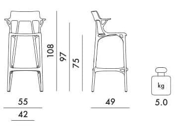 Высокий стул из переработанного инженерного пластика для сада со спинкой Kartell A. I ARCH-00056063 - Вид №23