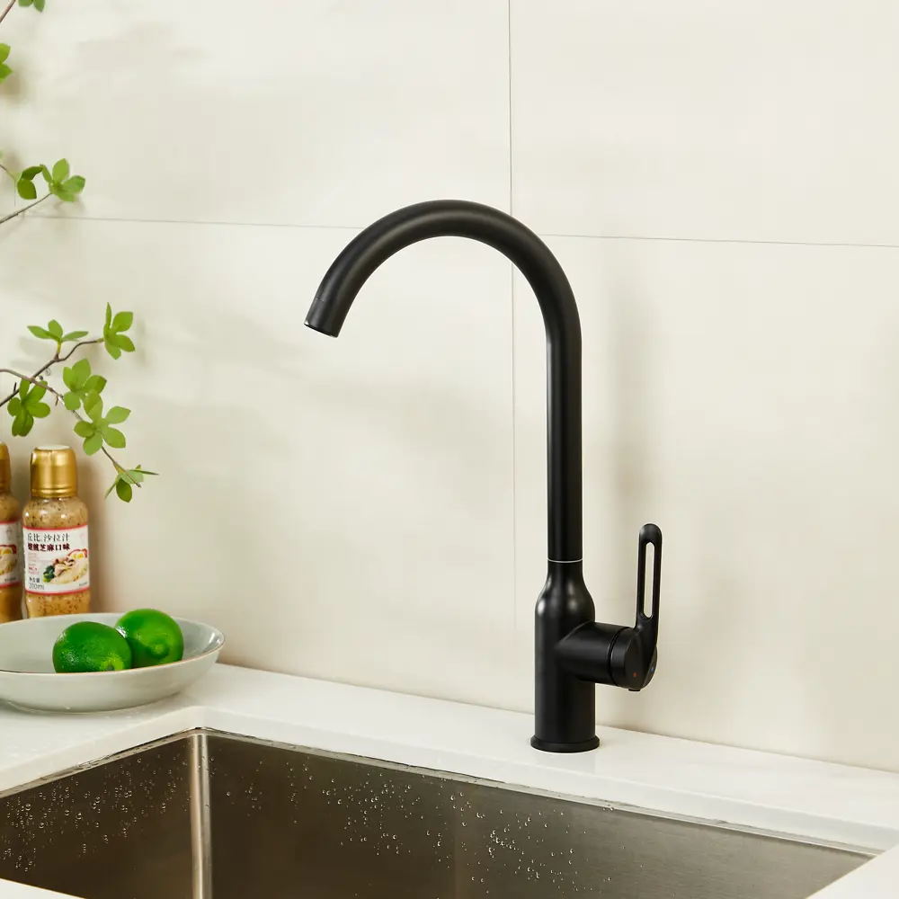 Смеситель для кухни Haiba черный с поворотным изливом 29 см 89396807 STLM-1569384